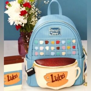NWT Loungefly GilmoreGirls Luke’s Diner coffee cup backpack & cardholder